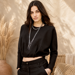 Pull noir BRANNY en coton biologique femme